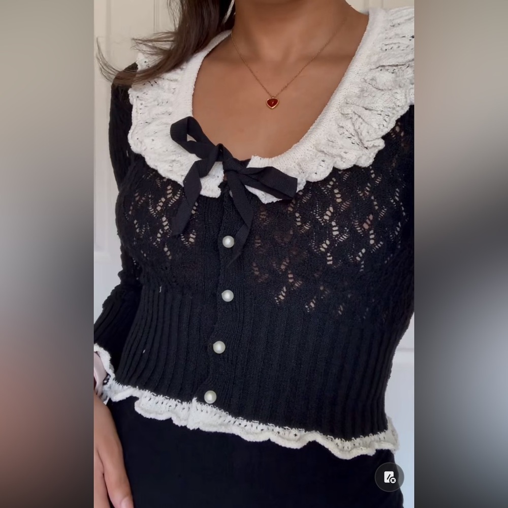 Zara mixed ruffled knit cardigan